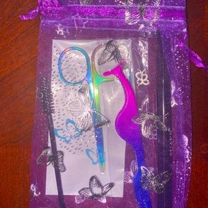 Eyelash brush, tweezers, beauty scissors, eyeliner